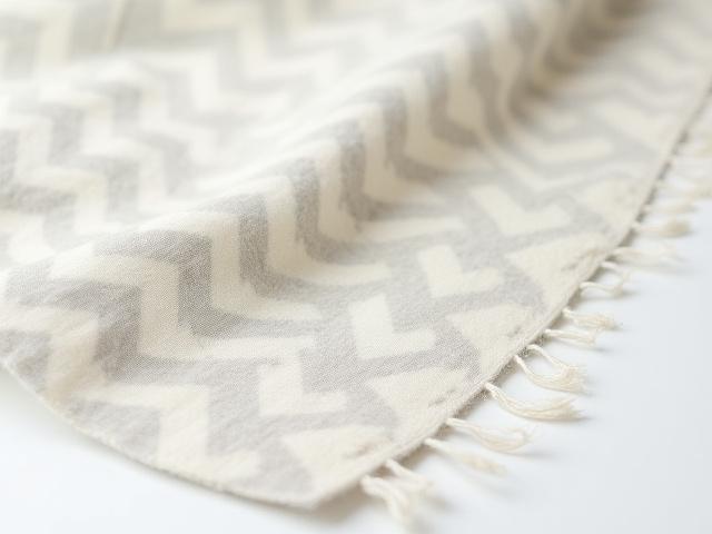 Échantillon de tissu en laine tissé avec un motif chevron subtil.
